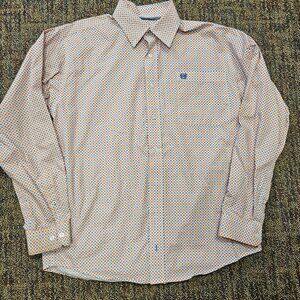 Cinch XS Long Sleeve Western Button Down Shirt Blue Orange Print